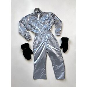 ASOS 4505 Ski & Snow Metallic Silver One Piece Snow Suit Womens US 6 NWT
